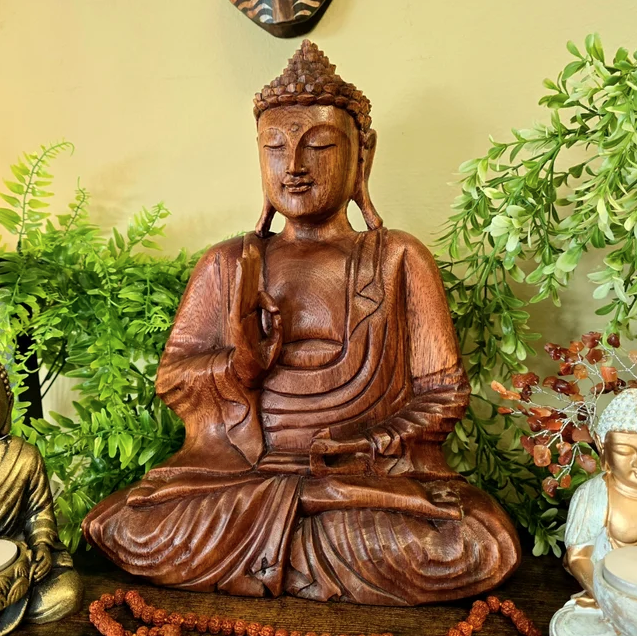 Figura de Buda 27cm Tallada en Madera