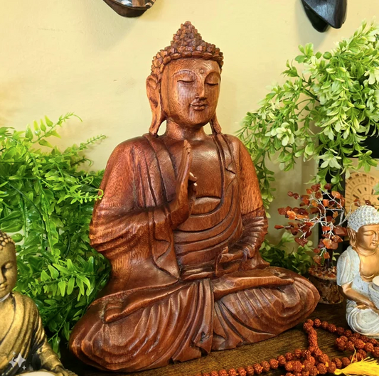 Figura de Buda 27cm Tallada en Madera