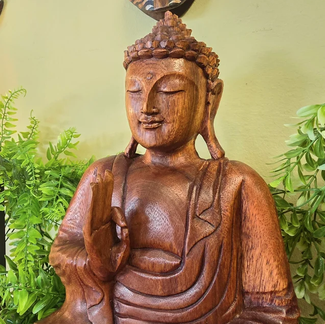 Figura de Buda 27cm Tallada en Madera
