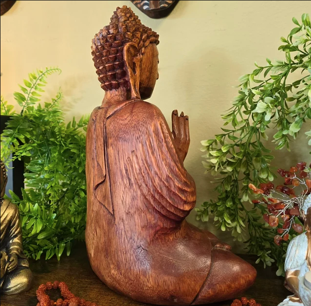 Figura de Buda 27cm Tallada en Madera
