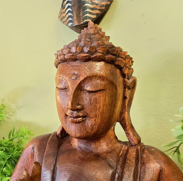 Figura de Buda 27cm Tallada en Madera