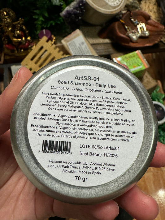 Champú solido natural vegano uso diario