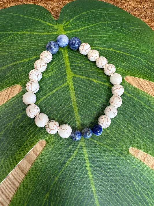 Pulsera 741 hz Turquesina Crudo, Lapislázuli y Sodalita