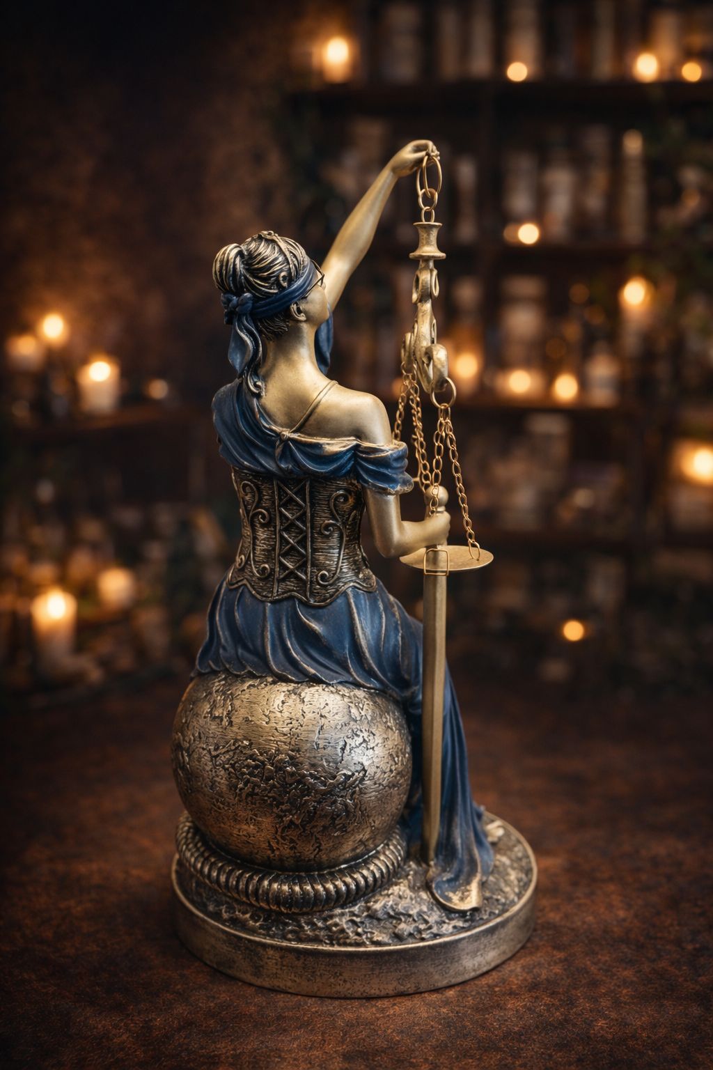 Figura Diosa de la Justicia Sentada – Símbolo de Equidad y Sabiduría ⚖️