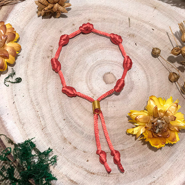 Pulsera Roja de los 7 Nudos. Suerte y Protección - Templo Arcano