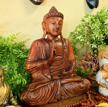 Figura de Buda 30cm Tallada en Madera