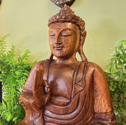 Figura de Buda 30cm Tallada en Madera