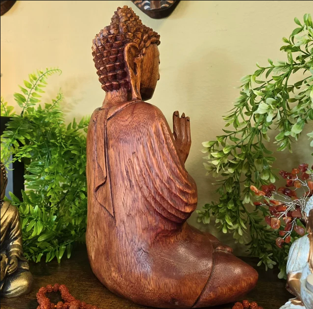 Figura de Buda 30cm Tallada en Madera