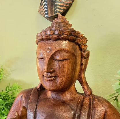 Figura de Buda 30cm Tallada en Madera