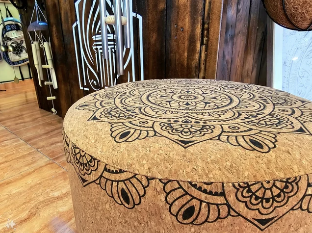 Puff de Corcho con Mandalas, Sillón de Meditación