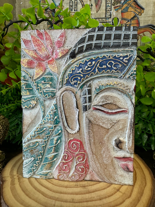 Joyero artesanal con relieve de Buda y flor de loto
