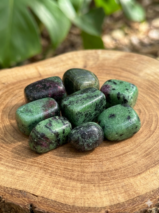 Zoisita rubí pulida — mineral de la energía vital , pasión y equilibrio emocional