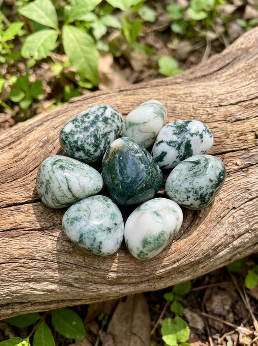 Jaspe musgo pulido — mineral de la imaginación y abundancia