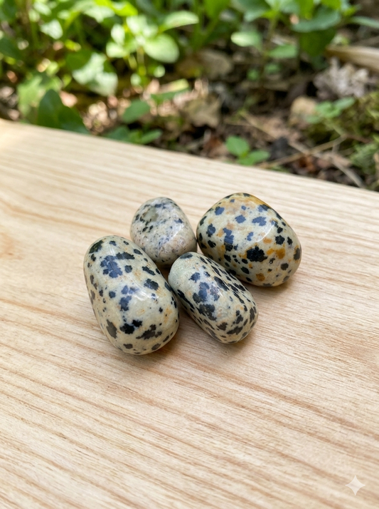 Jaspe dálmata pulido — mineral de la protección, equilibrio y estabilidad emocional