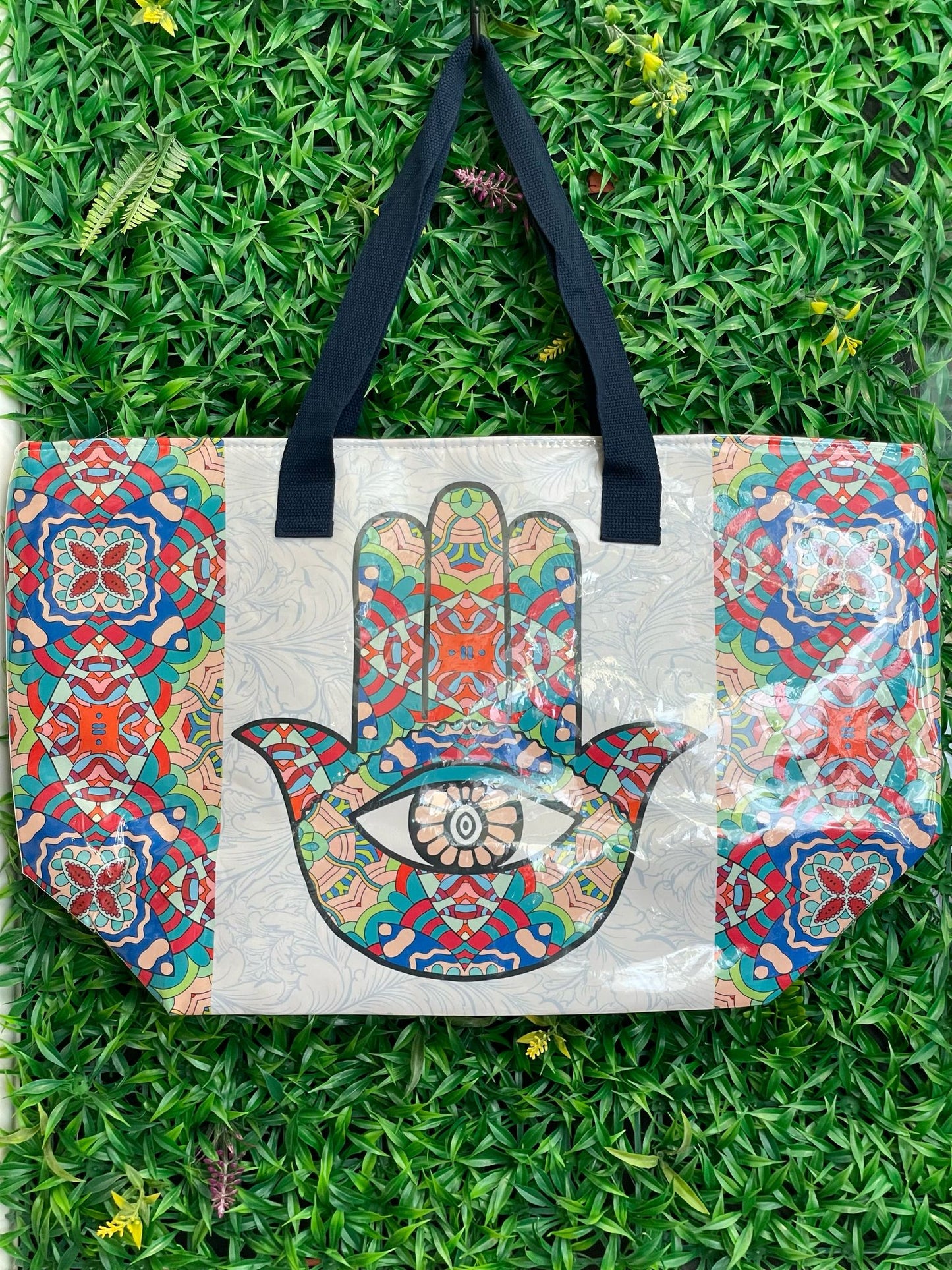 🧿Bolso de Playa con Mano de Fátima – Protección y Estilo para tu Verano