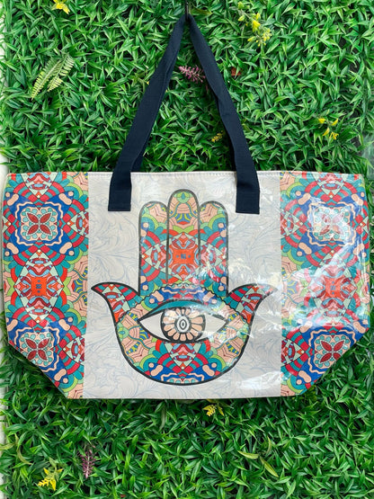 🧿Bolso de Playa con Mano de Fátima – Protección y Estilo para tu Verano