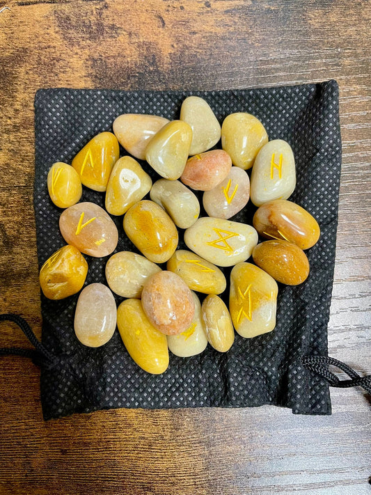 🔮 Runas Vikingas de Piedras Naturales – Set de 25 Uds