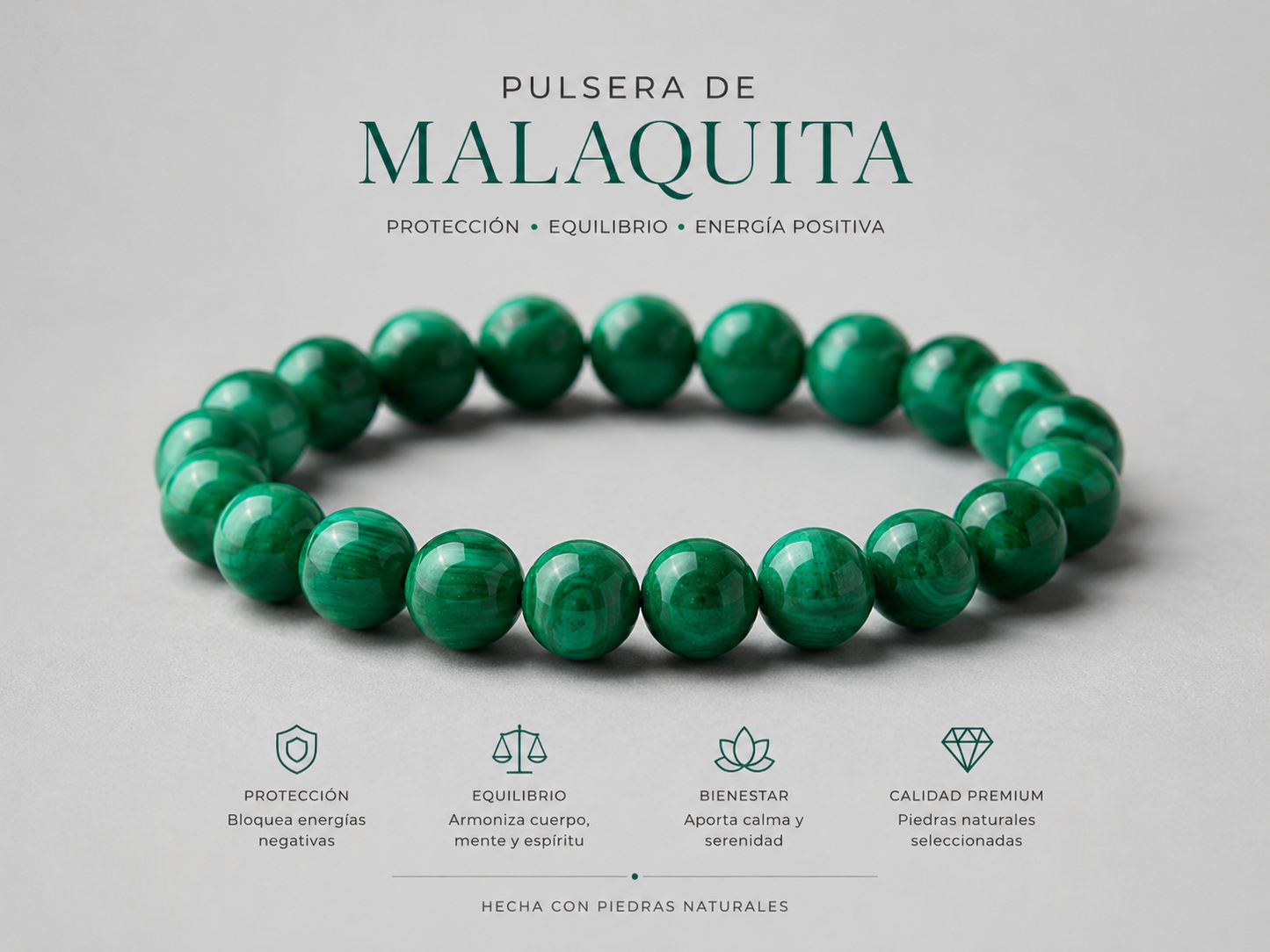 Pulsera Mineral Malaquita alta frecuencia