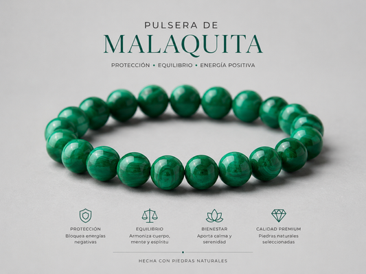 Pulsera Mineral Malaquita alta frecuencia